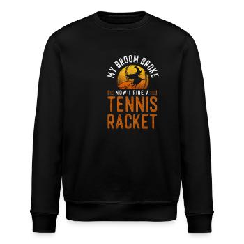 Funny Tennis Player Racket - Stanley/Stella Unisex Bio-Sweatshirt ROLLER - Schwarz - Vorne - Nik (191cm)