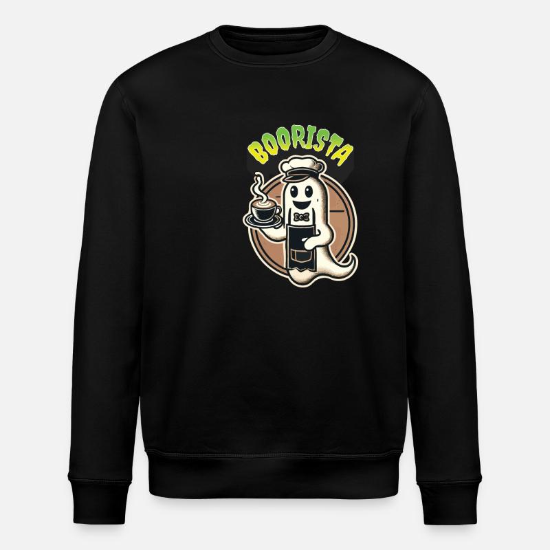 Funny Coffee Saying Spooky Ghosts - Stanley/Stella ROLLER Unisex Organic Sweatshirt - black