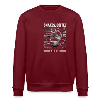 Lustiges Schlangen Kunst Schlange Kaffee Reptilien - Stanley/Stella Unisex Bio-Sweatshirt ROLLER - Burgunderrot - Vorne - Nik (191cm)