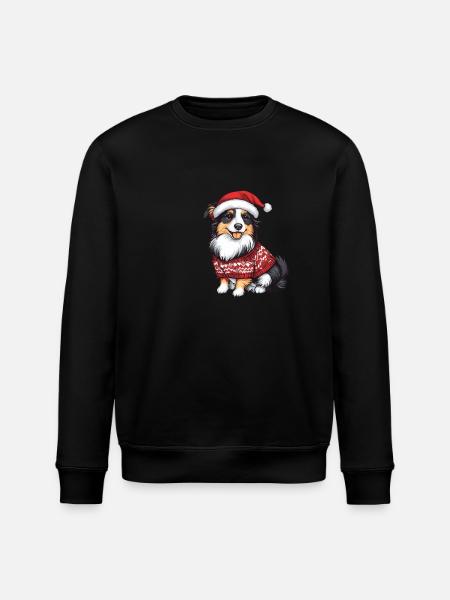 Border Collie Dog Christmas - Stanley/Stella ROLLER Unisex Organic Sweatshirt - black
