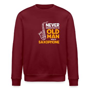Saxophon Saxophonist - Stanley/Stella Unisex Bio-Sweatshirt ROLLER - Burgunderrot - Vorne - Nik (191cm)