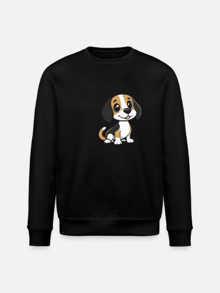 Beagle Hund Comic Niedlich - Stanley/Stella Unisex Bio-Sweatshirt ROLLER - Schwarz