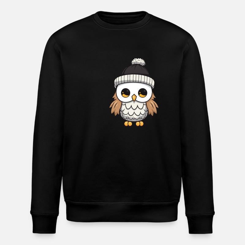 Owl Winter Comic Hat - Stanley/Stella ROLLER Unisex Organic Sweatshirt - black