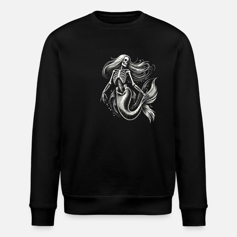 Skeleton Mermaid Mystic Ocean Art - Stanley/Stella ROLLER Unisex Organic Sweatshirt - black