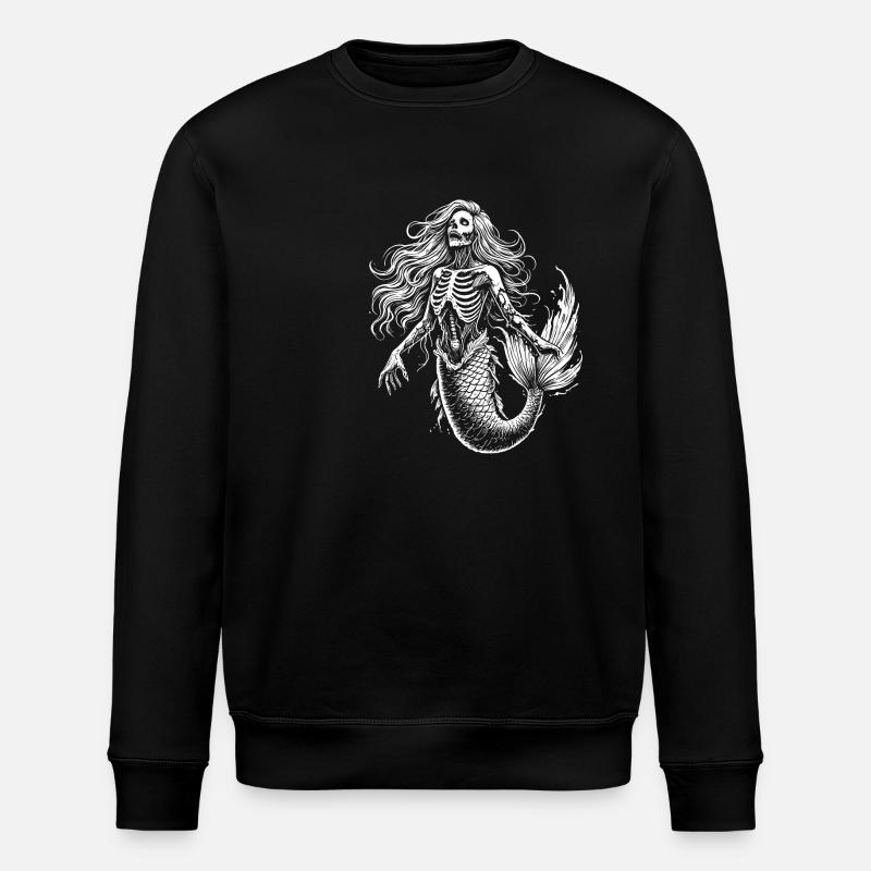 Mermaid Zombie Skeleton - Stanley/Stella ROLLER Unisex Organic Sweatshirt - black