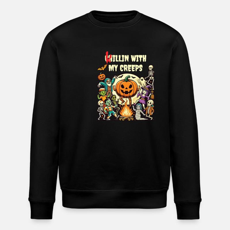 Herbstspaß Mit Halloween Freunden - Stanley/Stella Unisex Bio-Sweatshirt ROLLER - Schwarz