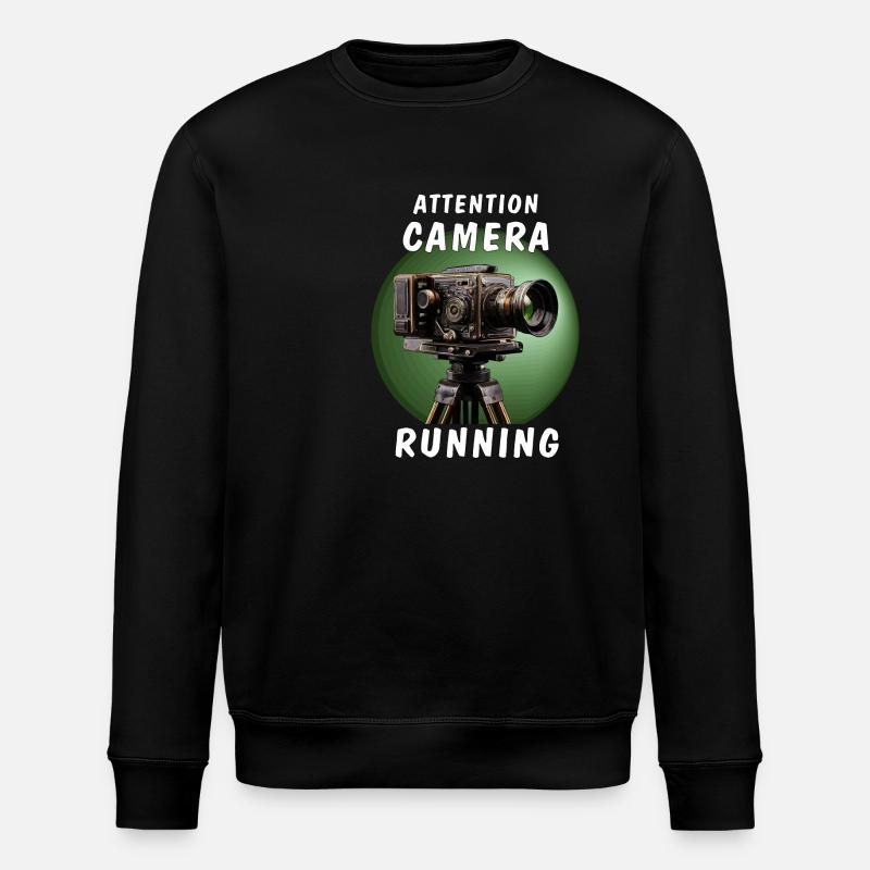 ATTENTION CAMERA RUNNING - Stanley/Stella Unisex Bio-Sweatshirt ROLLER - Schwarz