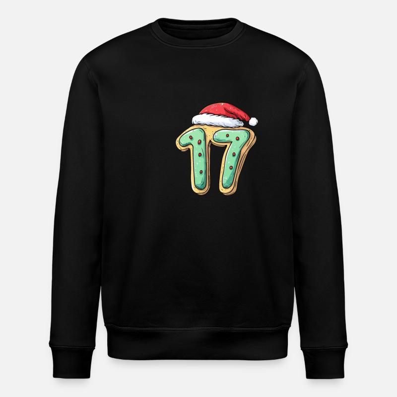 17 Number Christmas Cookie - Stanley/Stella ROLLER Unisex Organic Sweatshirt - black