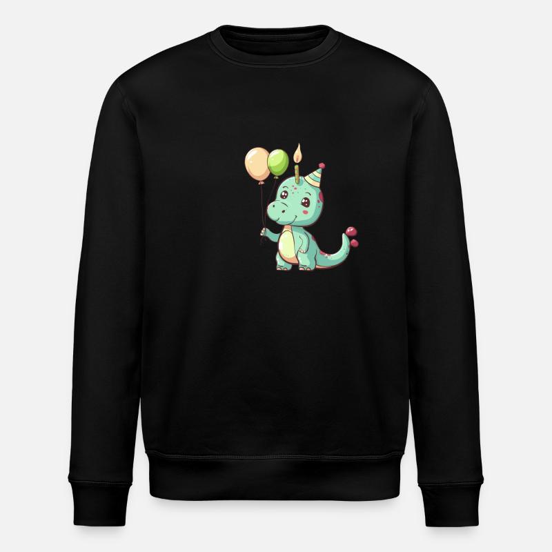 Dinosaur brontosaurus birthday comic - Stanley/Stella ROLLER Unisex Organic Sweatshirt - black