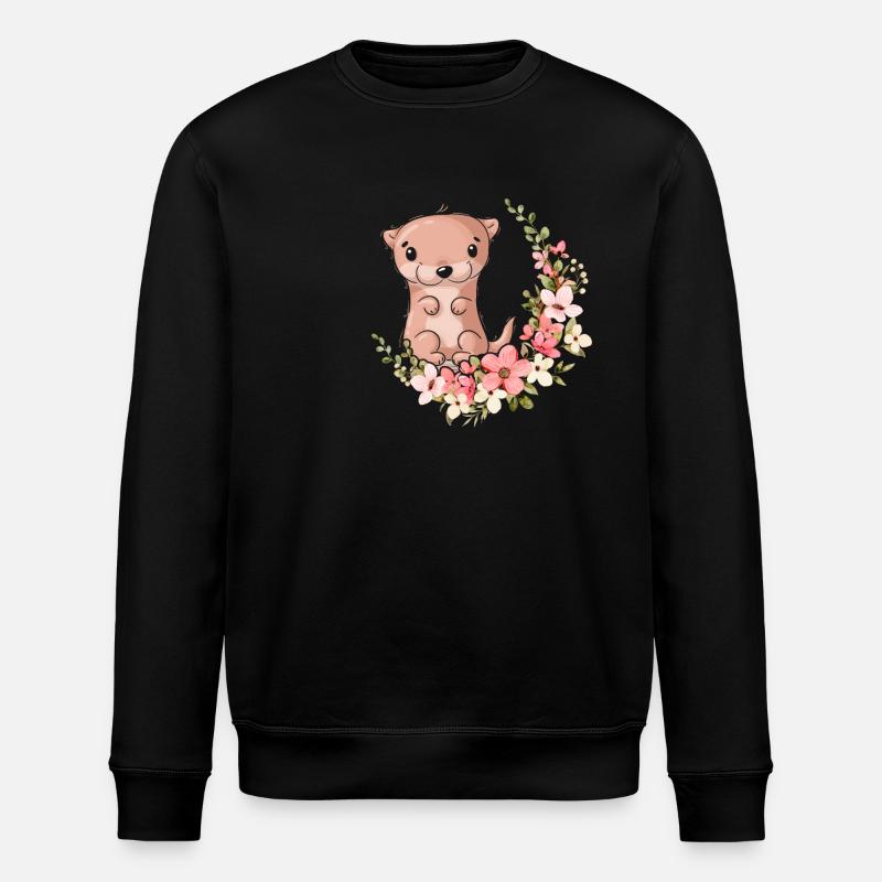 Loutre fleur florale - Sweat bio ROLLER Stanley/Stella Unisexe - noir