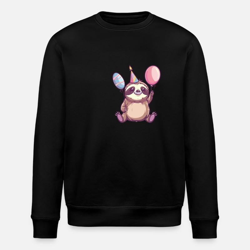 Sloth Birthday Comic Cute - Stanley/Stella ROLLER Unisex Organic Sweatshirt - black