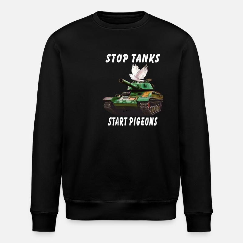 STOP TANKS START PIGEONS - Stanley/Stella ROLLER Unisex Organic Sweatshirt - black