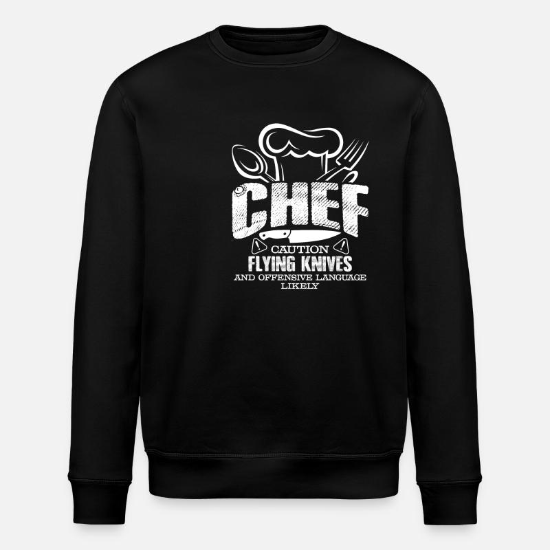 Chef Caution Flying Knives - Stanley/Stella ROLLER Unisex Organic Sweatshirt - black