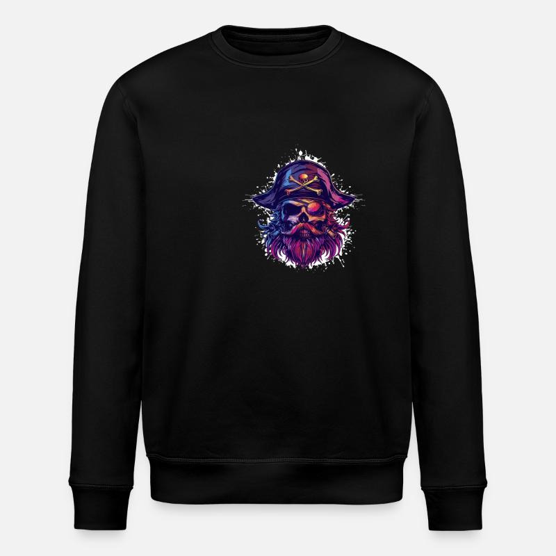 Pirate Skull Captain - Stanley/Stella ROLLER Unisex Organic Sweatshirt - black