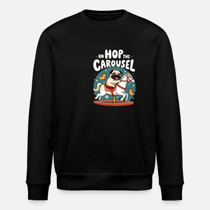 Mops Hundehalter Mops Liebe Karussell - Stanley/Stella Unisex Bio-Sweatshirt ROLLER - Schwarz