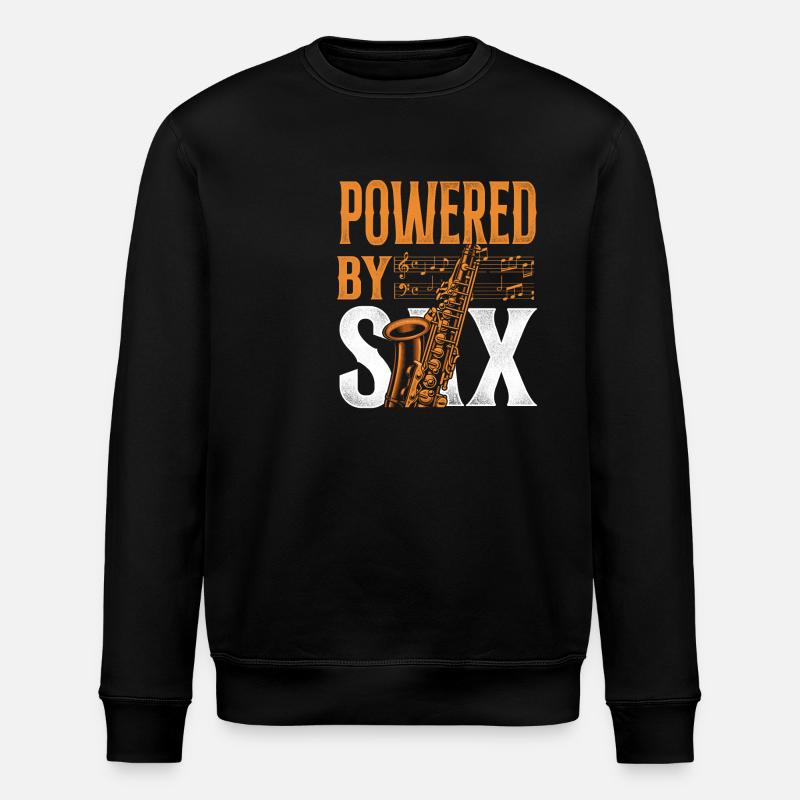 Saxophone Pun Powered By Sax - Stanley/Stella Unisex Bio-Sweatshirt ROLLER - Schwarz