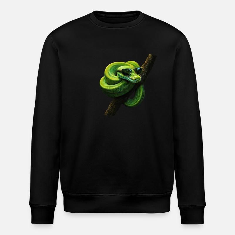 Grüner Baumpython Schlangen Liebhaber Terrarium - Stanley/Stella Unisex Bio-Sweatshirt ROLLER - Schwarz