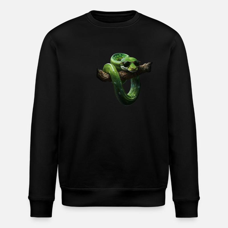 Grüner Baumpython Schlangen Liebhaber Terrarium - Stanley/Stella Unisex Bio-Sweatshirt ROLLER - Schwarz