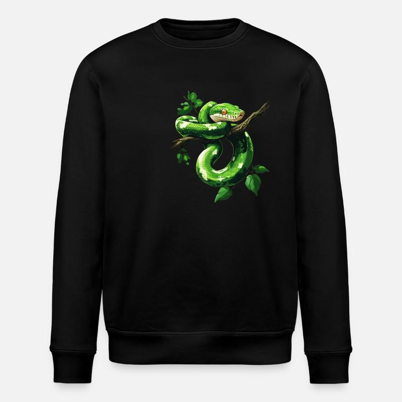 Grüner Baumpython Schlangen Liebhaber Terrarium - Stanley/Stella Unisex Bio-Sweatshirt ROLLER - Schwarz