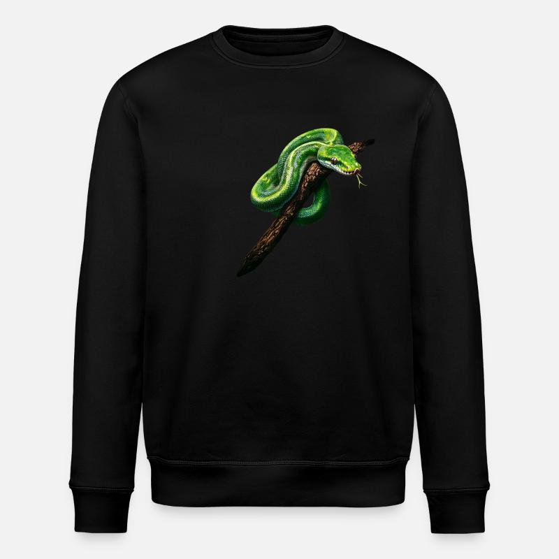 Grüner Baumpython Schlangen Liebhaber Terrarium - Stanley/Stella Unisex Bio-Sweatshirt ROLLER - Schwarz