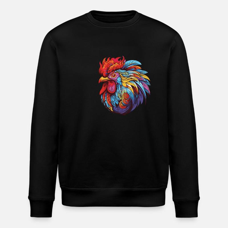 Rooster Portrait - Stanley/Stella ROLLER Unisex Organic Sweatshirt - black