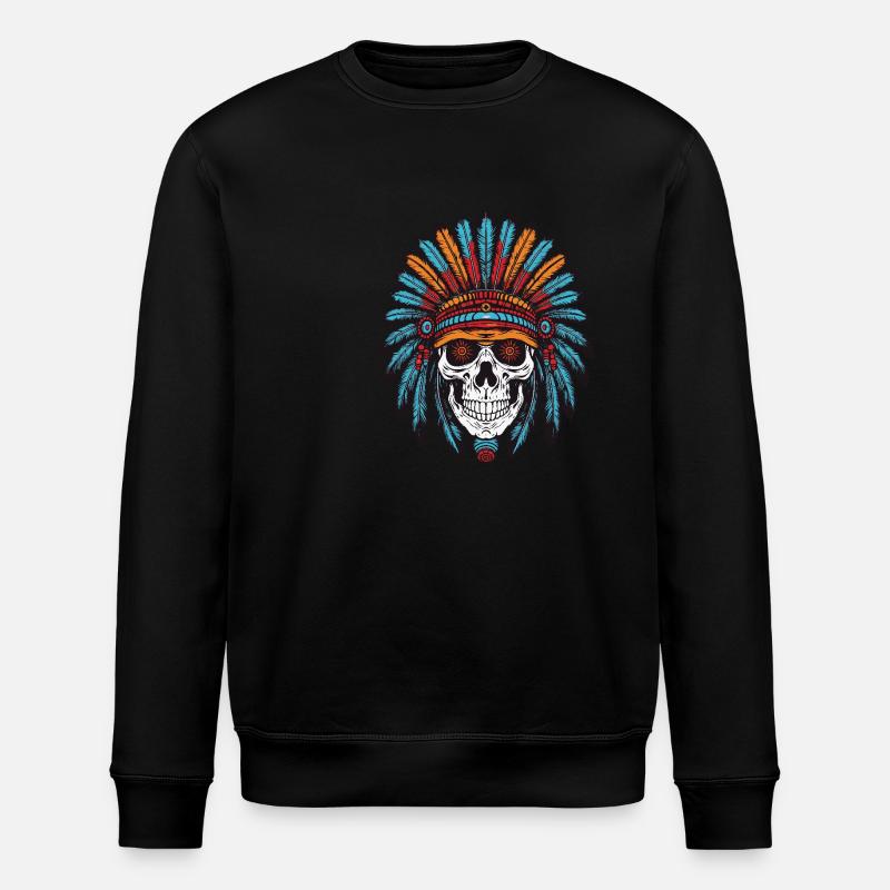 Apache Indian Chief Skull - Stanley/Stella ROLLER Unisex Organic Sweatshirt - black