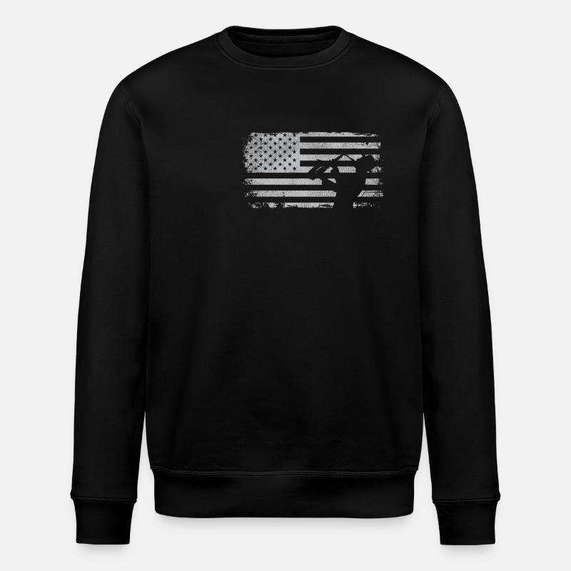 Saxophone American Flag - Stanley/Stella Unisex Bio-Sweatshirt ROLLER - Schwarz