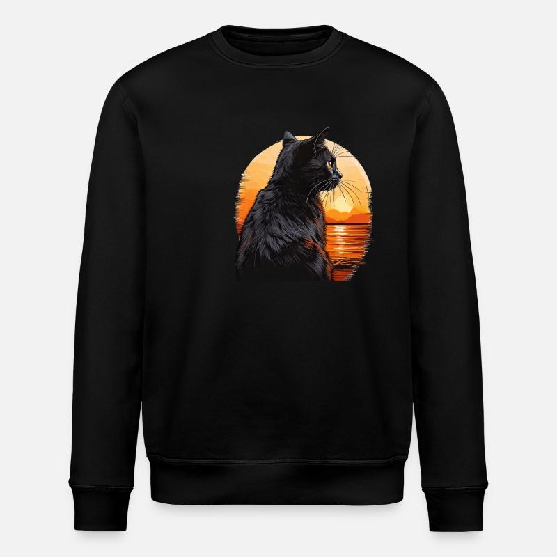 CAT SUNSET - Stanley/Stella ROLLER Unisex Organic Sweatshirt - black