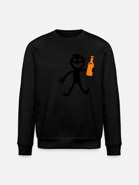 Bier Trinken Strichmännchen - Stanley/Stella Unisex Bio-Sweatshirt ROLLER - Schwarz