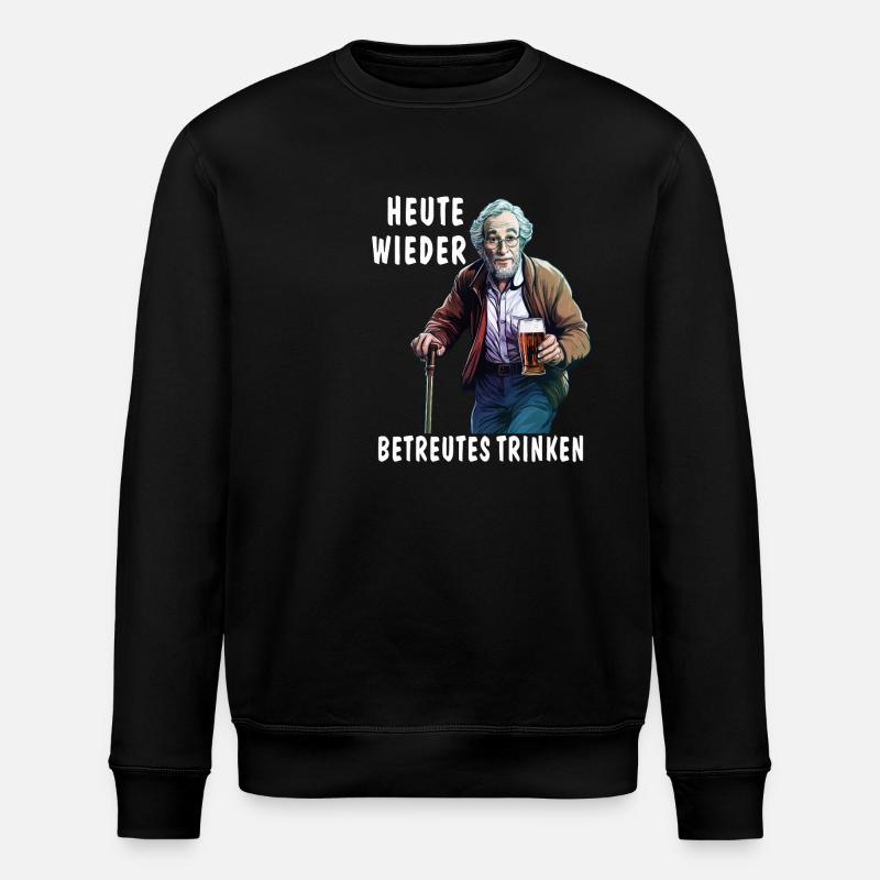 MAN TODAY AGAIN SUPERVISED DRINKING - Stanley/Stella ROLLER Unisex Organic Sweatshirt - black
