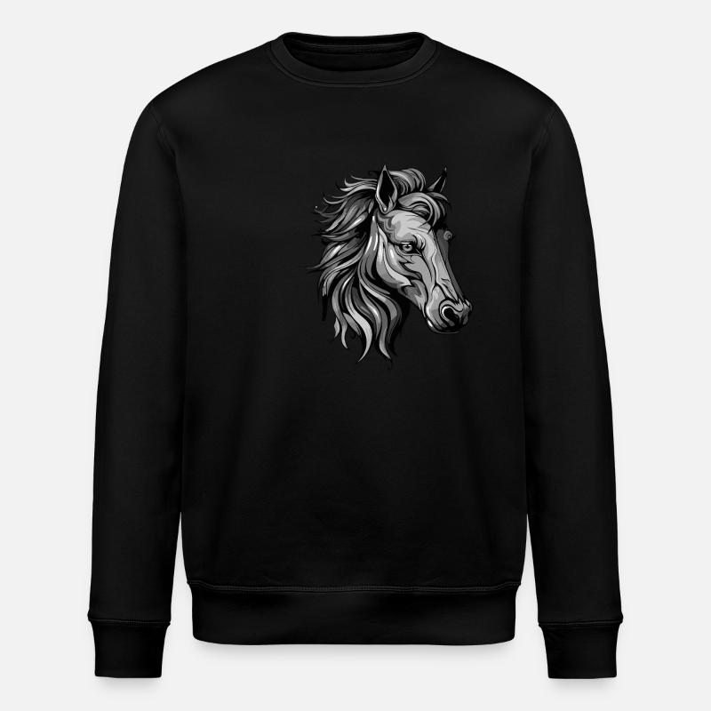 Pferd Portrait - Stanley/Stella Unisex Bio-Sweatshirt ROLLER - Schwarz