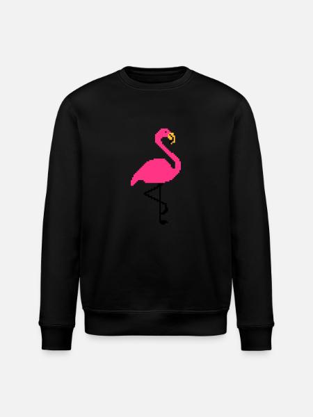 Flamingo PIxel Art - Stanley/Stella ROLLER Unisex Organic Sweatshirt - black
