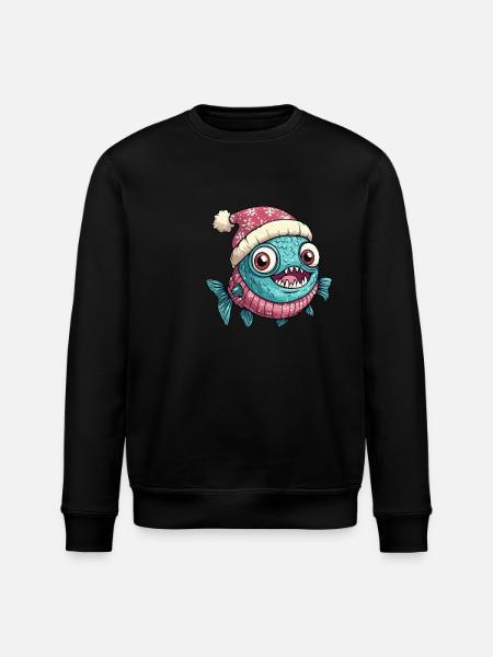 Piranha Fish Christmas - Stanley/Stella ROLLER Unisex Organic Sweatshirt - black