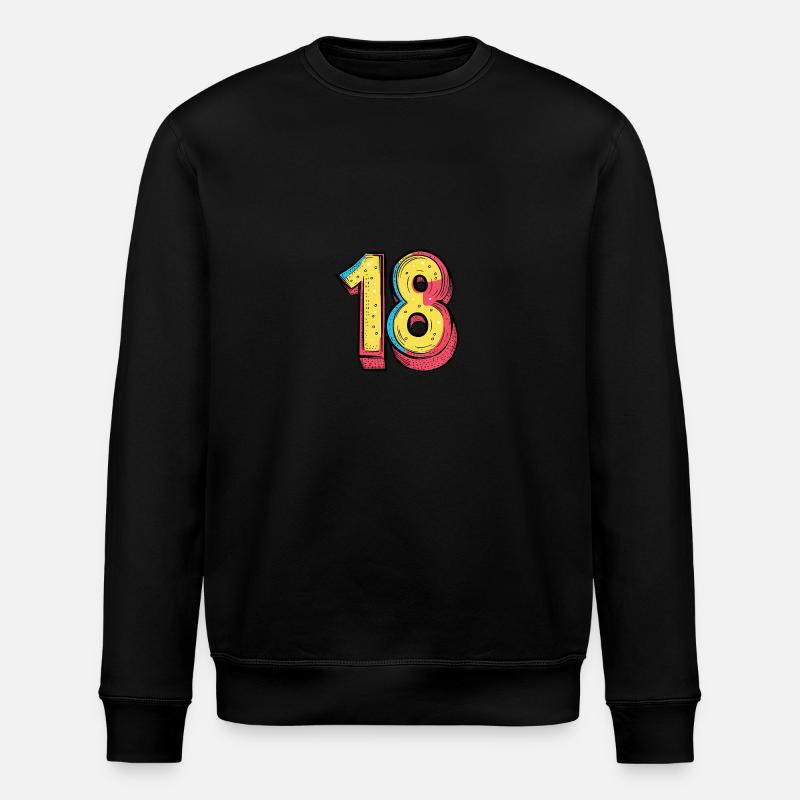 18 Number Comic - Stanley/Stella ROLLER Unisex Organic Sweatshirt - black