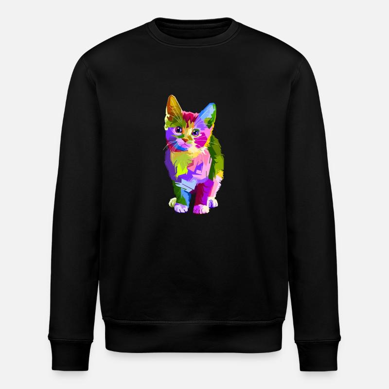 Bunte Katze - Stanley/Stella Unisex Bio-Sweatshirt ROLLER - Schwarz