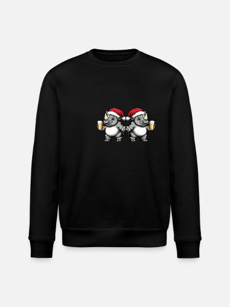 Rhino Christmas Beer Team - Stanley/Stella ROLLER Unisex Organic Sweatshirt - black