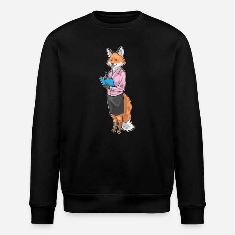 Fox Secretary Notebook Office - Stanley/Stella ROLLER Unisex Organic Sweatshirt - black