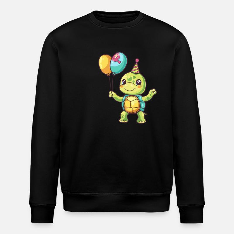 Turtle Birthday Comic - Stanley/Stella ROLLER Unisex Organic Sweatshirt - black