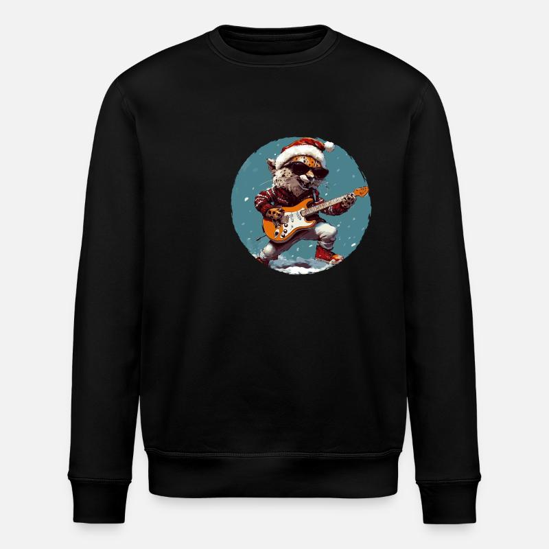Cheetah Christmas Rocker Guitar - Stanley/Stella ROLLER Unisex Organic Sweatshirt - black