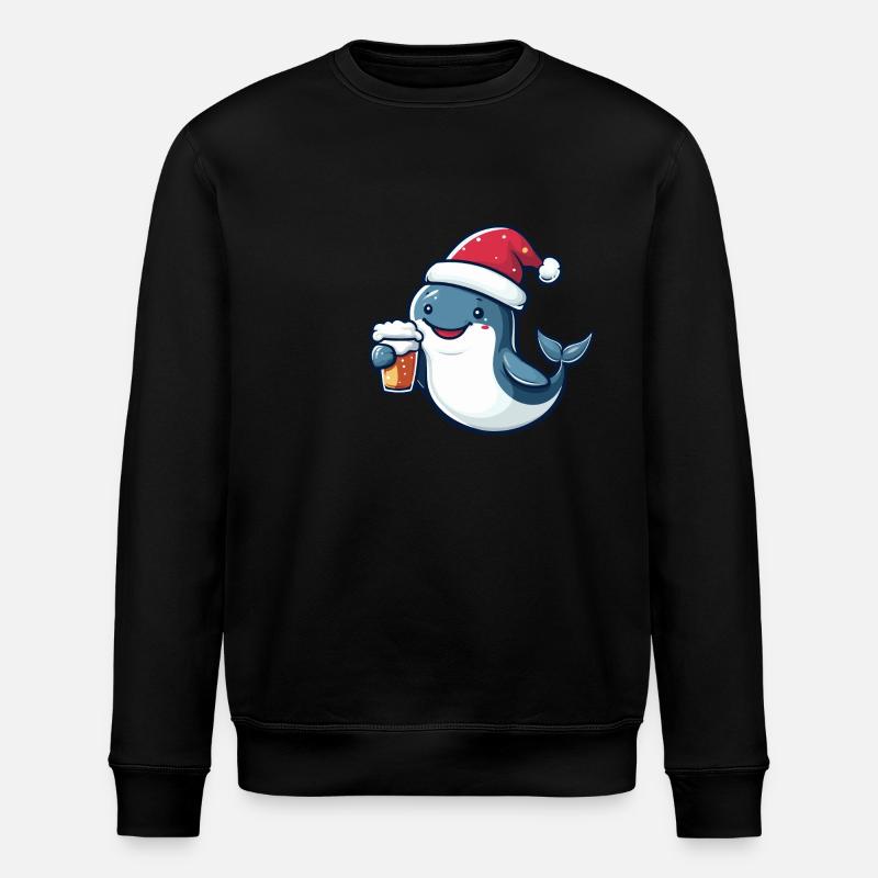 Baleine Noël Bière Drôle - Sweat bio ROLLER Stanley/Stella Unisexe - noir