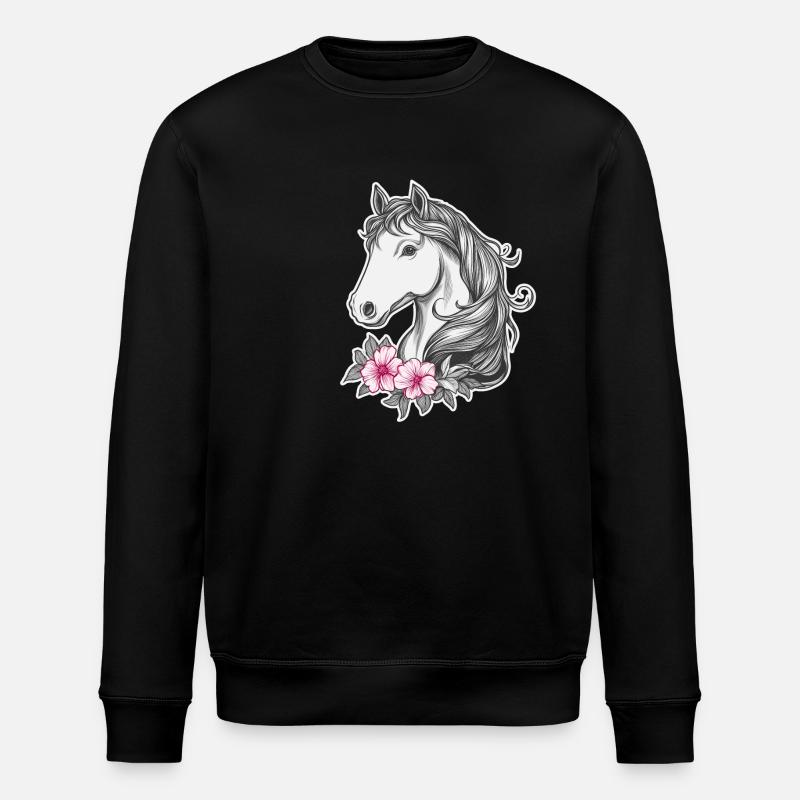 Pferd Kinder - Stanley/Stella Unisex Bio-Sweatshirt ROLLER - Schwarz