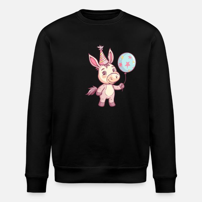 Donkey Birthday Comic Cute - Stanley/Stella ROLLER Unisex Organic Sweatshirt - black