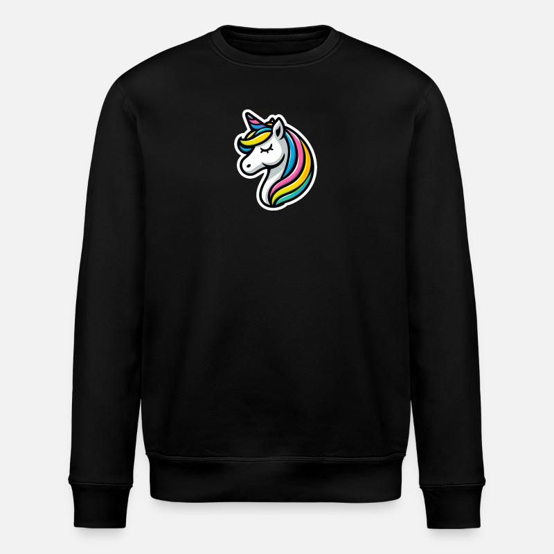 Einhorn Comic schlafend - Stanley/Stella Unisex Bio-Sweatshirt ROLLER - Schwarz
