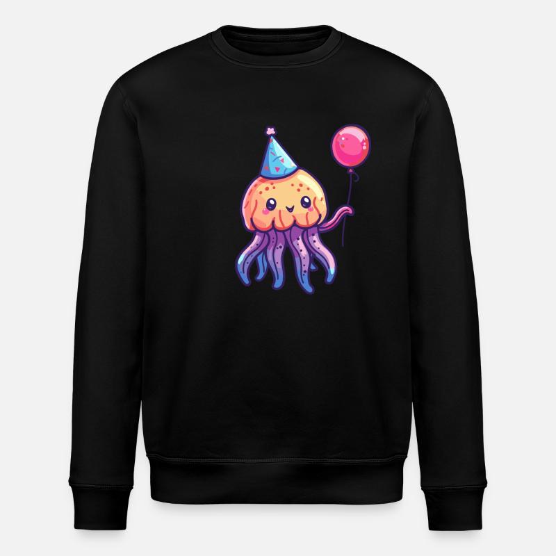 Jellyfish Birthday Comic Cute - Stanley/Stella ROLLER Unisex Organic Sweatshirt - black