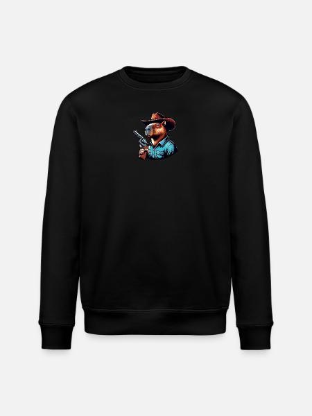 Western Capybara mit Revolver - Stanley/Stella Unisex Bio-Sweatshirt ROLLER - Schwarz