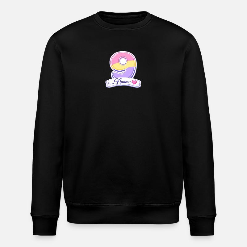 Birthday 9 Pastel customizable - Stanley/Stella ROLLER Unisex Organic Sweatshirt - black