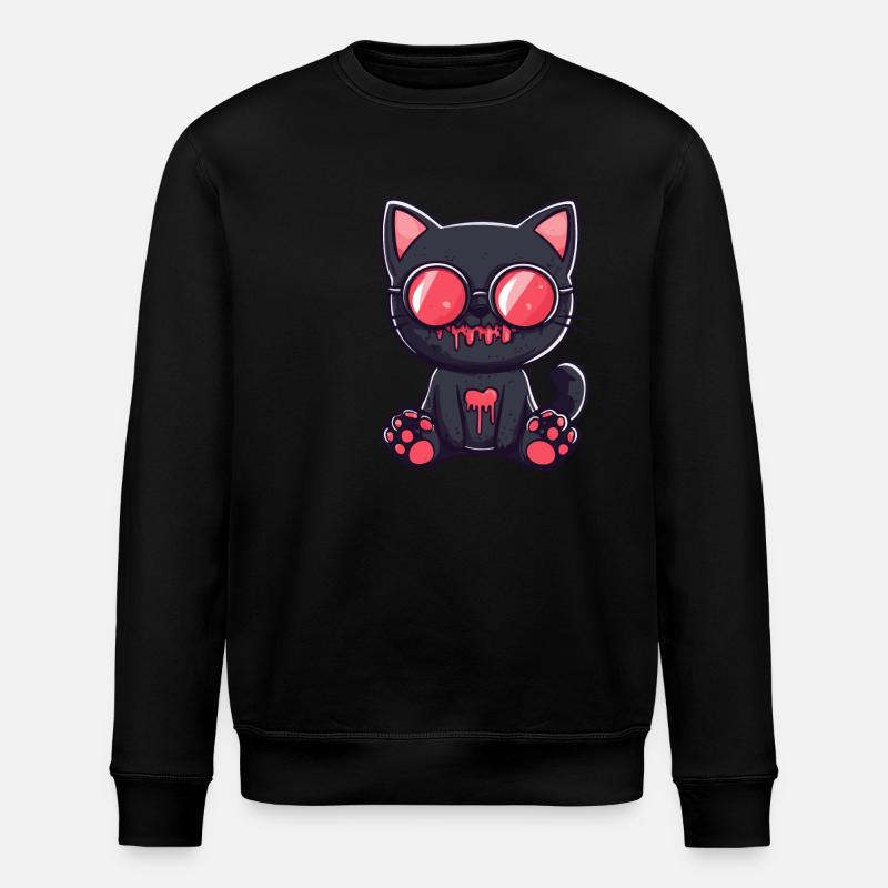 Katze Halloween Sonnenbrille - Stanley/Stella Unisex Bio-Sweatshirt ROLLER - Schwarz