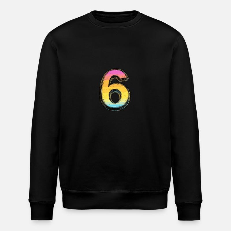 6 Zahl Comic - Stanley/Stella Unisex Bio-Sweatshirt ROLLER - Schwarz