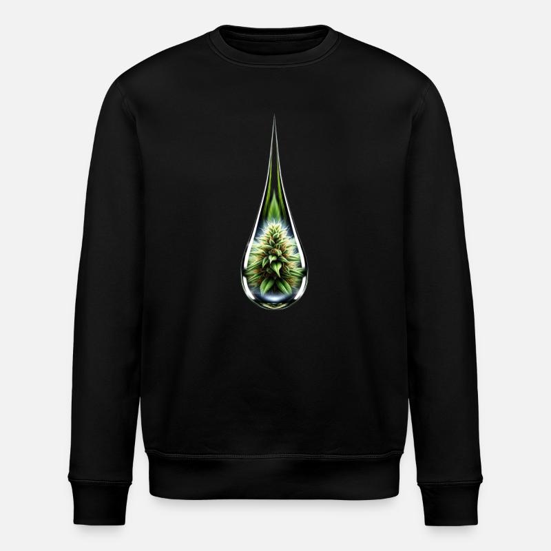 Cannabisbud im Glastropfen - Hanf - Weed - Stanley/Stella Unisex Bio-Sweatshirt ROLLER - Schwarz