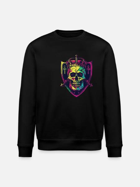 King Skull Crown Crest - Stanley/Stella ROLLER Unisex Organic Sweatshirt - black